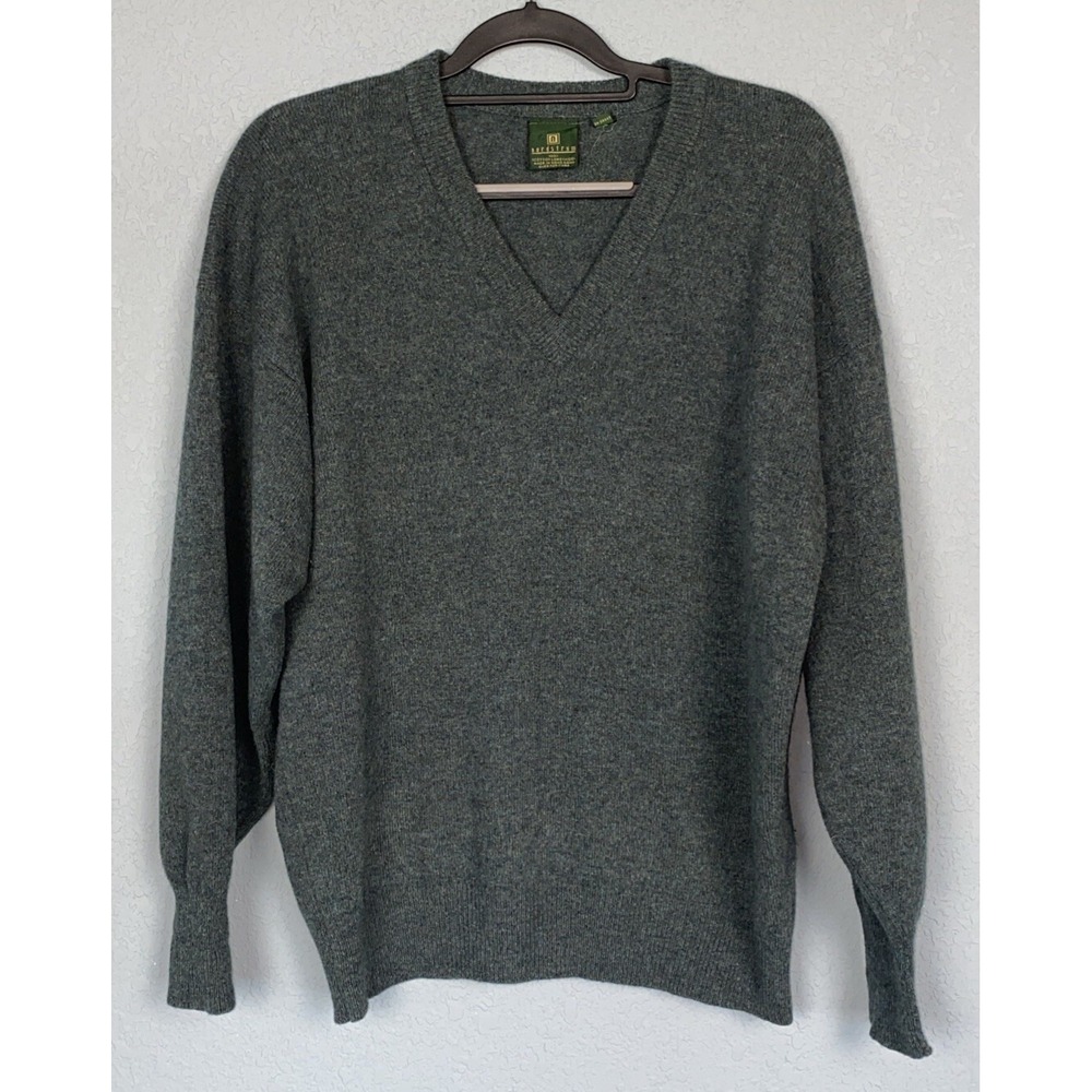 Vintage Nordstrom Men's‎ V-Neck Green Wool Sweater Sz Large Scottish Lambswool